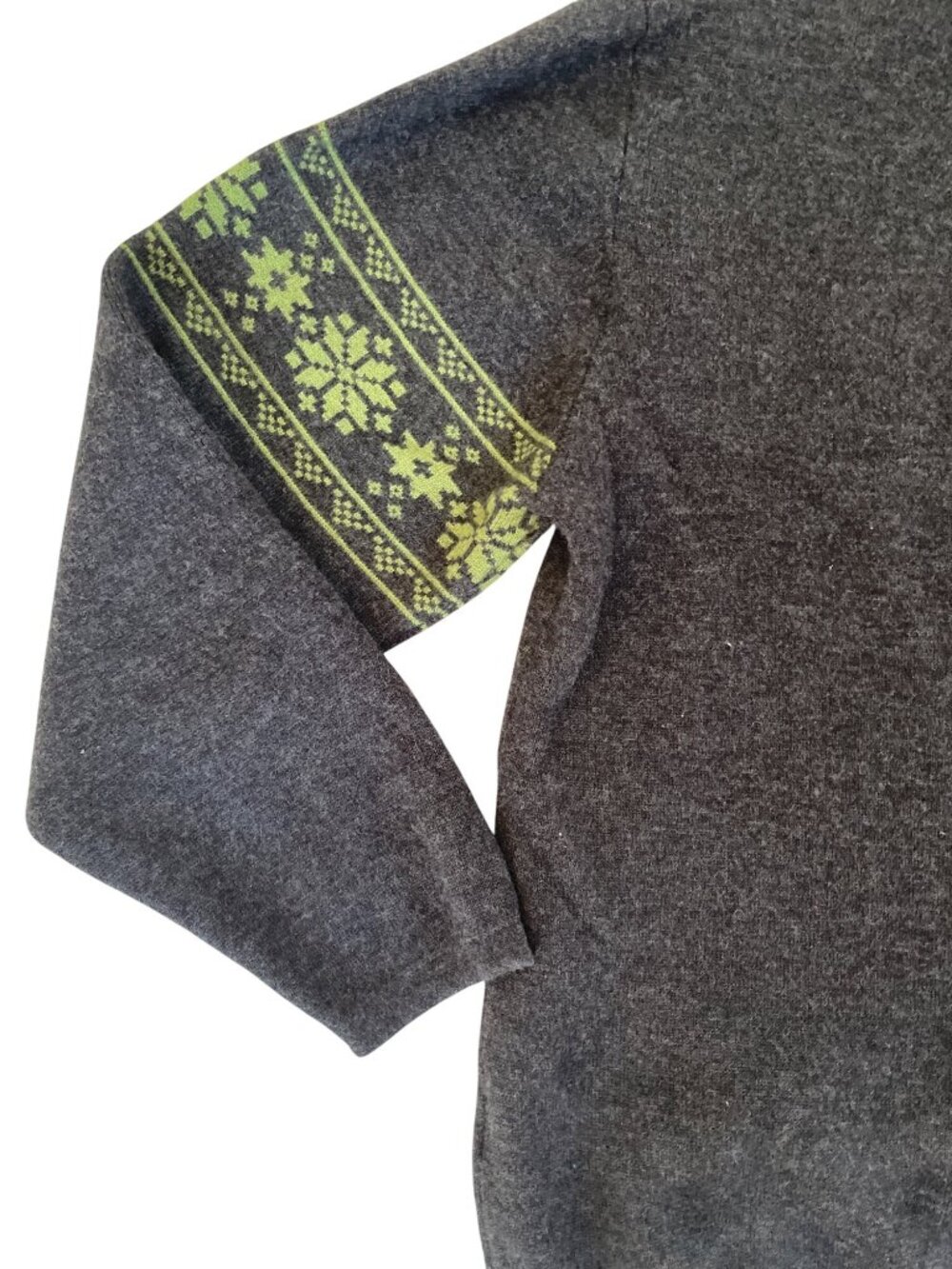 Neve Fair Isle Wool 1/4 Zip Pullover Sweater Nordic Gray Winter Ski Women's XL - Picture 9 of 10